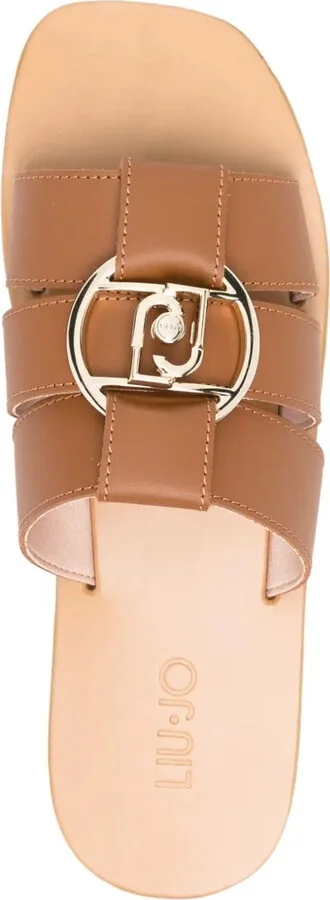 Logo-Plaque Leather Slides - Image 4