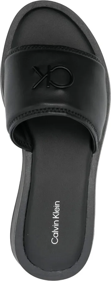 Logo-Plaque Leather Slides - Image 4