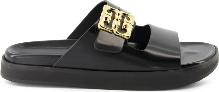 Logo-Plaque Leather Slides