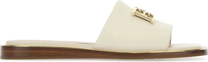 Logo-Plaque Leather Slippers