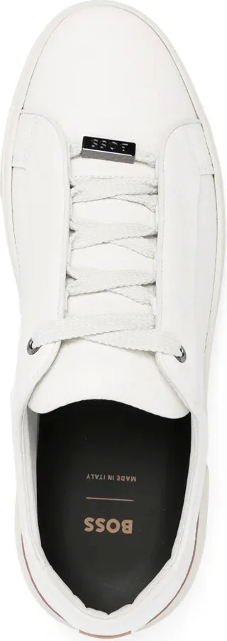 Logo-Plaque Leather Sneakers - Image 4
