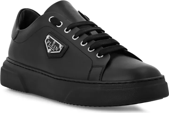 Logo-Plaque Leather Sneakers - Image 2