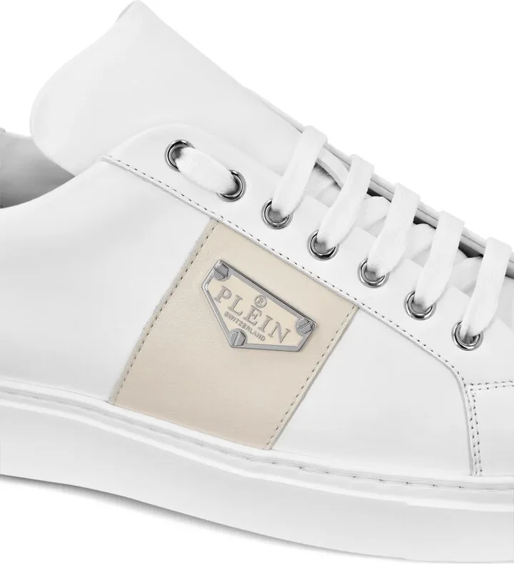 Logo-Plaque Leather Sneakers - Image 4