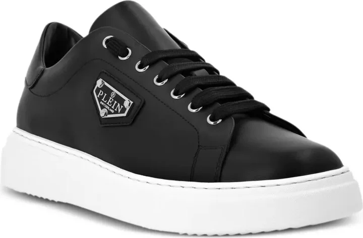 Logo-Plaque Leather Sneakers - Image 2