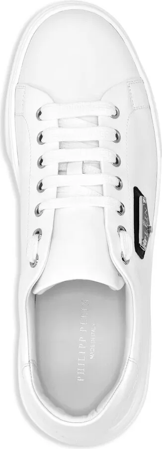 Logo-Plaque Leather Sneakers - Image 3