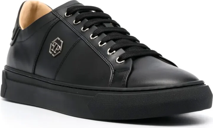 Logo-Plaque Leather Sneakers - Image 2