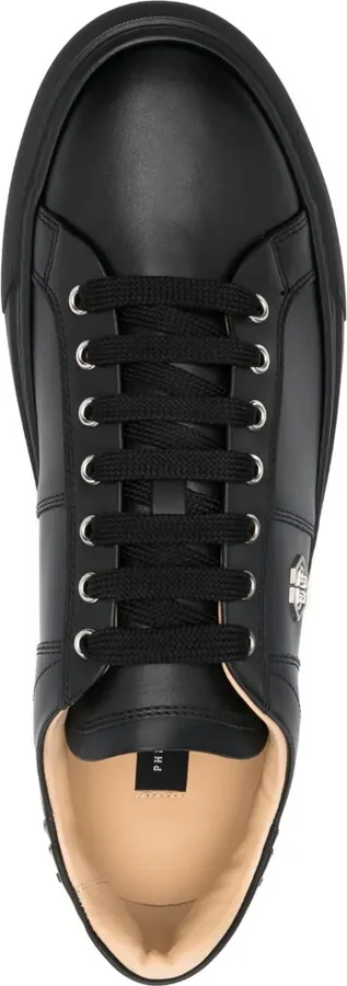 Logo-Plaque Leather Sneakers - Image 4