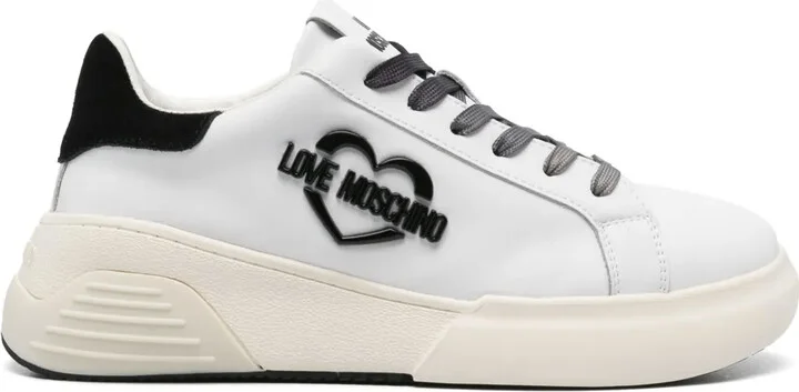 Logo-Plaque Leather Sneakers