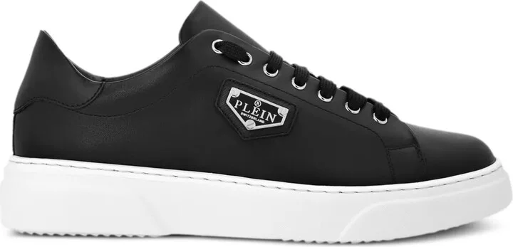 Logo-Plaque Leather Sneakers