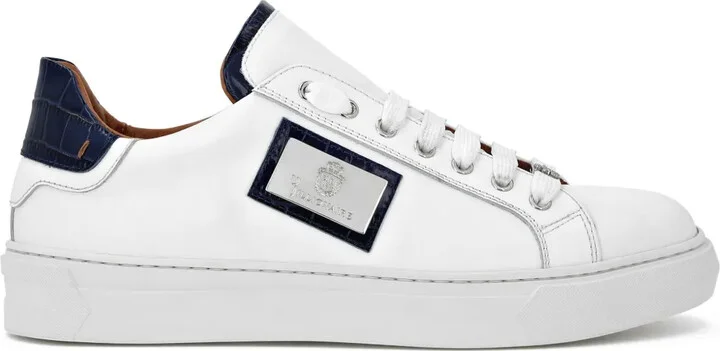 Logo-Plaque Leather Sneakers