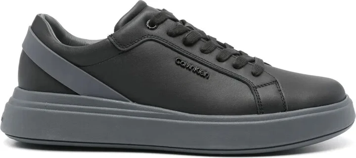 Logo-Plaque Leather Sneakers