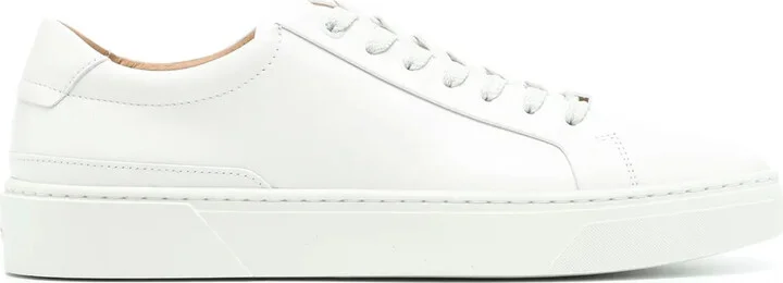 Logo-Plaque Leather Sneakers