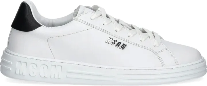Logo-Plaque Leather Sneakers