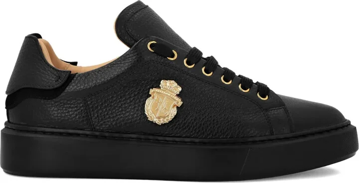 Logo-Plaque Leather Sneakers