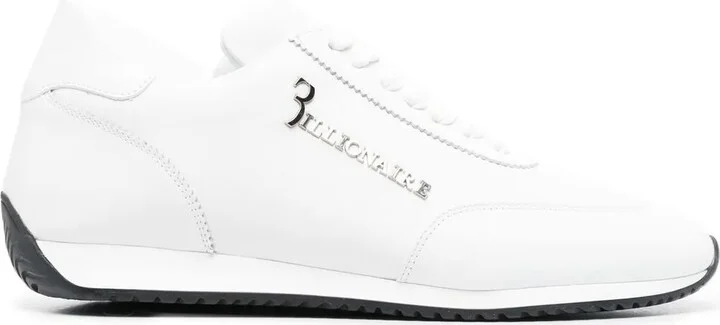 Logo-Plaque Leather Sneakers