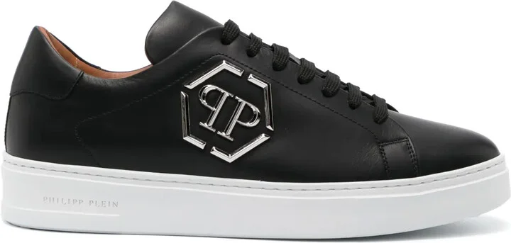 Logo-Plaque Leather Sneakers