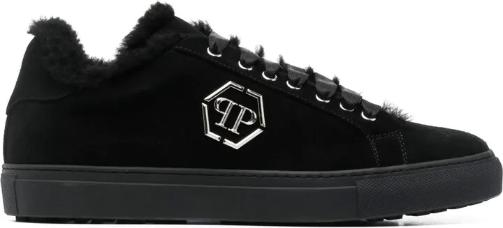Logo-Plaque Leather Sneakers