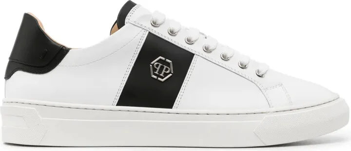 Logo-Plaque Leather Sneakers