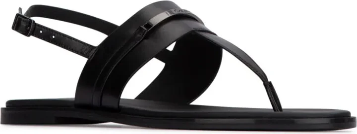 Logo-Plaque Leather Thong Sandals - Image 2