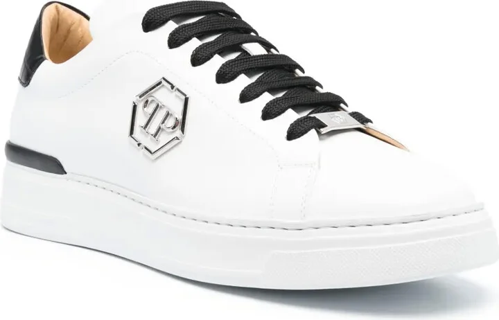 Logo-Plaque Low-Top Leather Sneakers - Image 2
