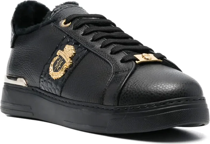 Logo-Plaque Low-Top Leather Sneakers - Image 2
