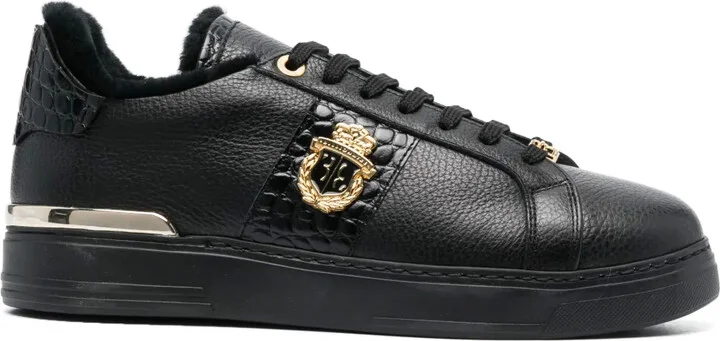 Logo-Plaque Low-Top Leather Sneakers