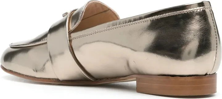 Logo-Plaque Metallic Loafers - Image 3