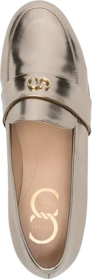 Logo-Plaque Metallic Loafers - Image 4