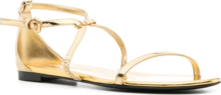 Logo-Plaque Metallic Sandals - Image 2