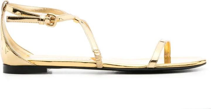 Logo-Plaque Metallic Sandals