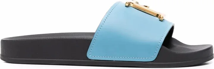 Logo-Plaque Open-Toe Slides