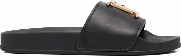 Logo-Plaque Open-Toe Slides