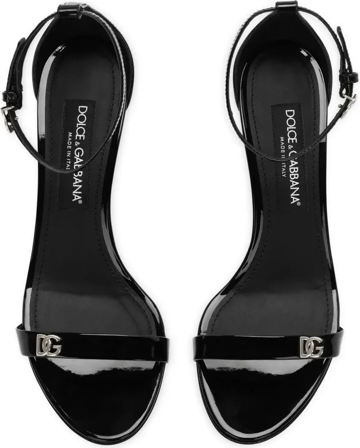 Logo-Plaque Patent-Leather Sandals - Image 4
