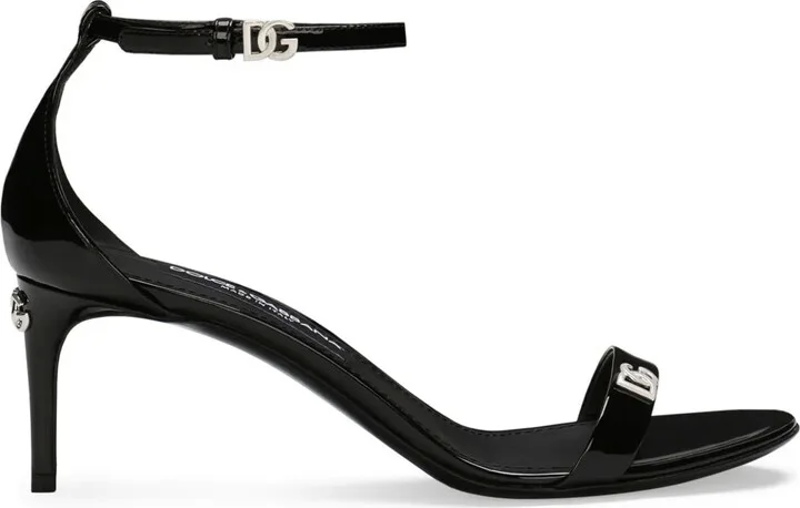 Logo-Plaque Patent-Leather Sandals