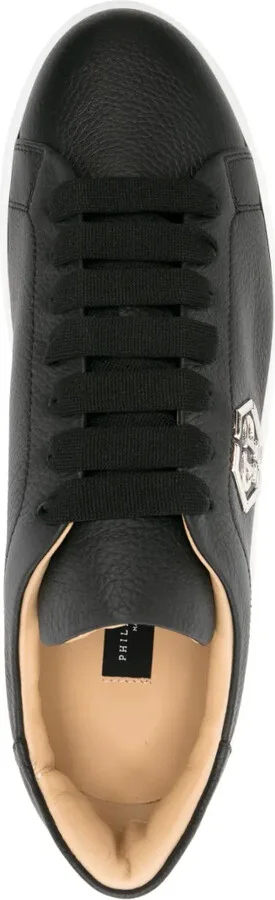 Logo-Plaque Pebbled Leather Sneakers - Image 4