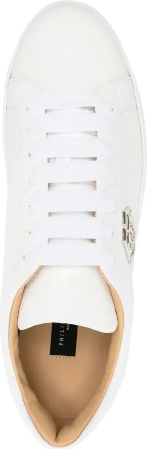 Logo-Plaque Pebbled Leather Sneakers - Image 4