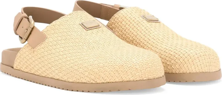 Logo-Plaque Raffia Mules - Image 2