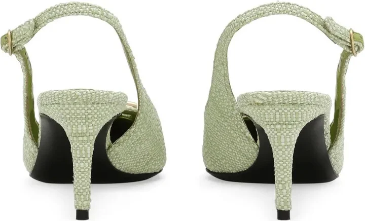 Logo-Plaque Raffia Slingback Pumps - Image 3