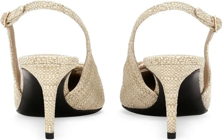 Logo-Plaque Raffia Slingback Pumps - Image 3