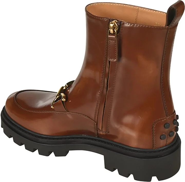 Logo Plaque Round Toe Ankle Boots - Image 3