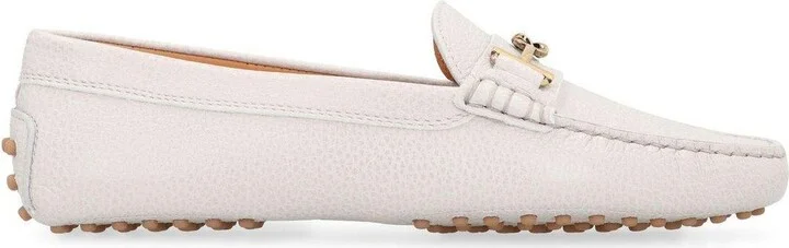Logo Plaque Round Toe Loafers