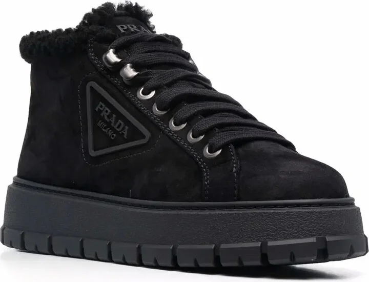 Logo Plaque Shearling Ankle Boots - Image 2