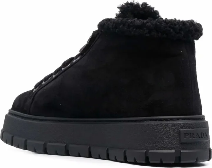 Logo Plaque Shearling Ankle Boots - Image 3