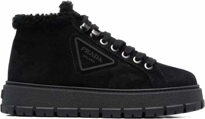 Logo Plaque Shearling Ankle Boots