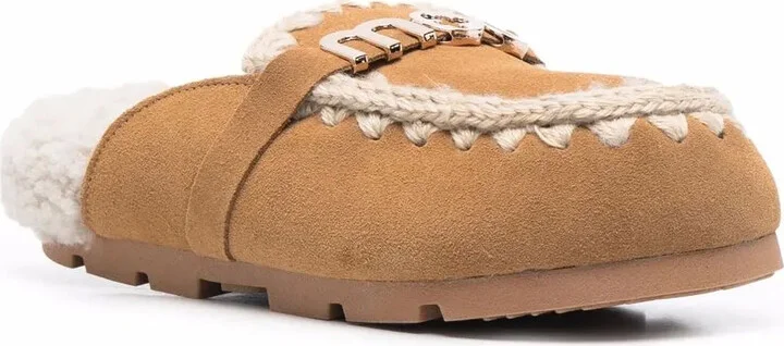 Logo-Plaque Shearling Mules - Image 2