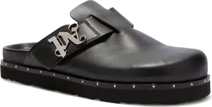Logo-Plaque Studded Leather Mules - Image 2
