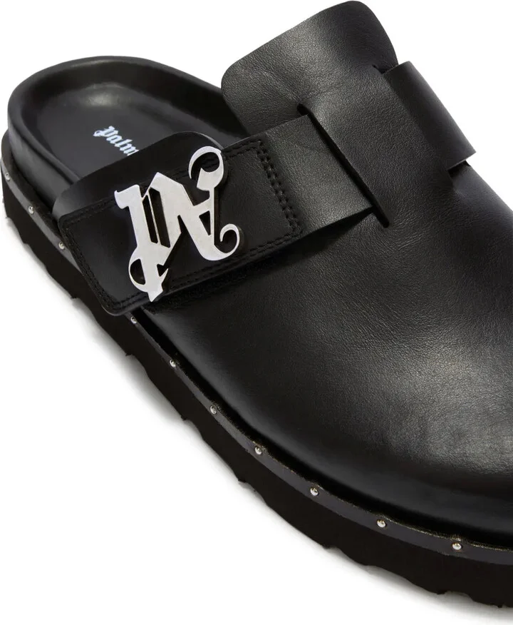 Logo-Plaque Studded Leather Mules - Image 4