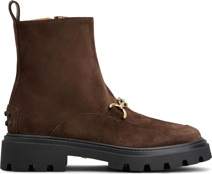 Logo-Plaque Suede Ankle Boots