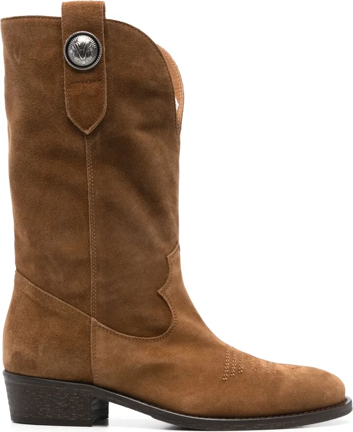 Logo-Plaque Suede Boots