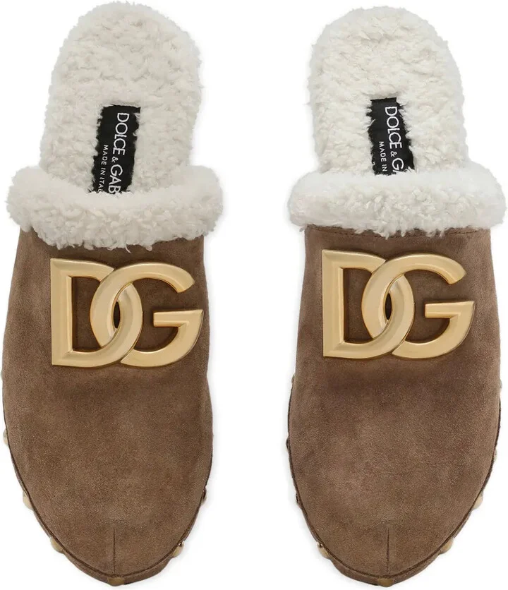 Logo-Plaque Suede Clogs - Image 4